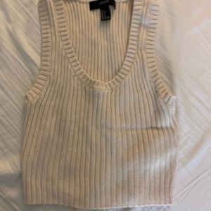 Beige Cream Crop Top Knit